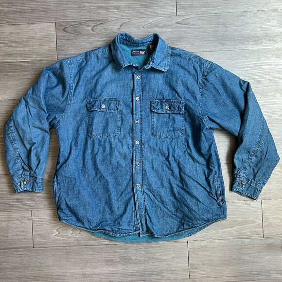 NWOT Vintage Arrow Blue Jeans Co. Fleece Lined Denim Button Down Shacket Size XL - Picture 1 of 5